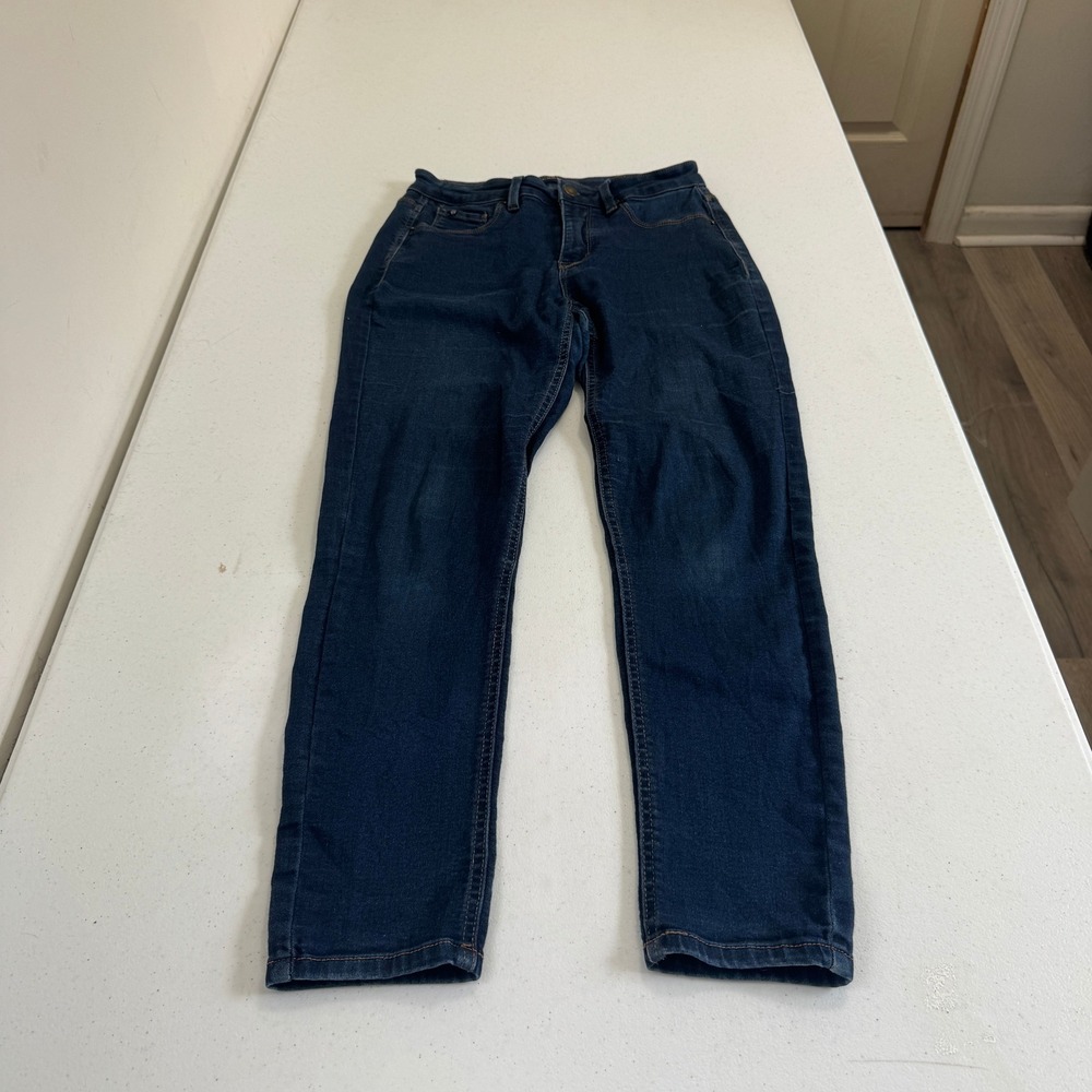 Curve Appeal Compression Jeans Womens 4/27 Dark Wash Skinny Denim Blue 5688